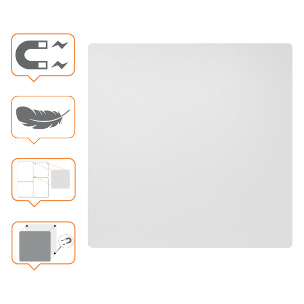Lavagna magnetica modulare - senza cornice - 60 x 45 cm - acciaio - bianco - Nobo