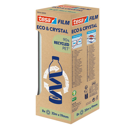 Nastro adesivo Crystal recycled - 19 mm x 33 m - PET - trasparente - Tesa - torre 8 pezzi