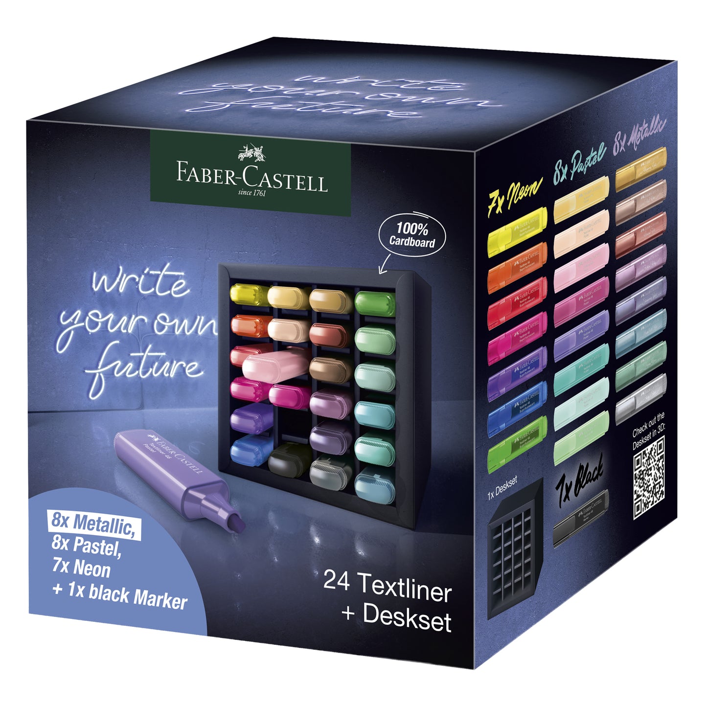 Evidenziatore Textliner 46 - punta a scalpello - tratto 1,0-3,0-5,0 mm - colori assortiti - Faber-Castell - deskset 24 pezzi