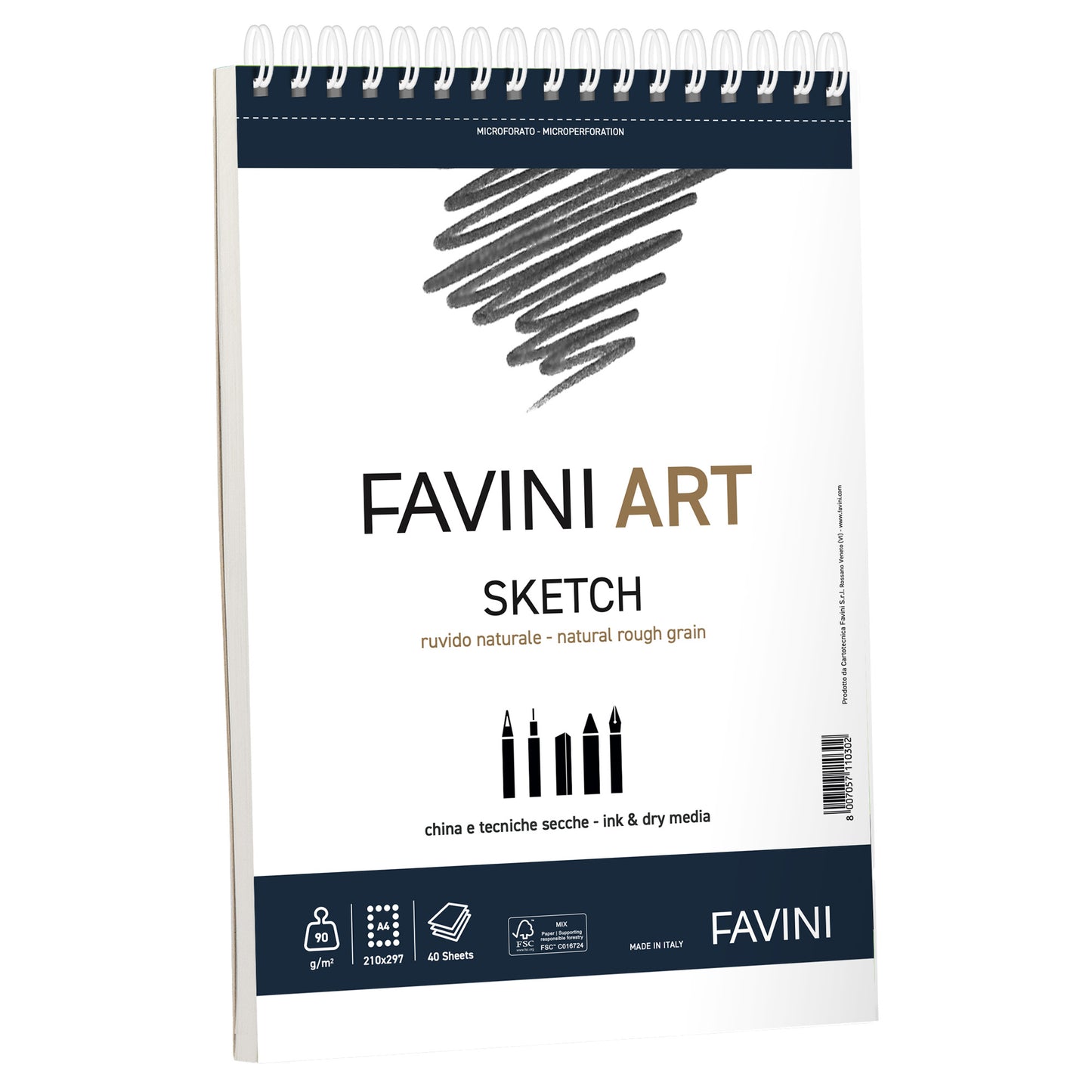 Album spiralato Sketch - A4- 90 gr - 40 fogli - Favini Art