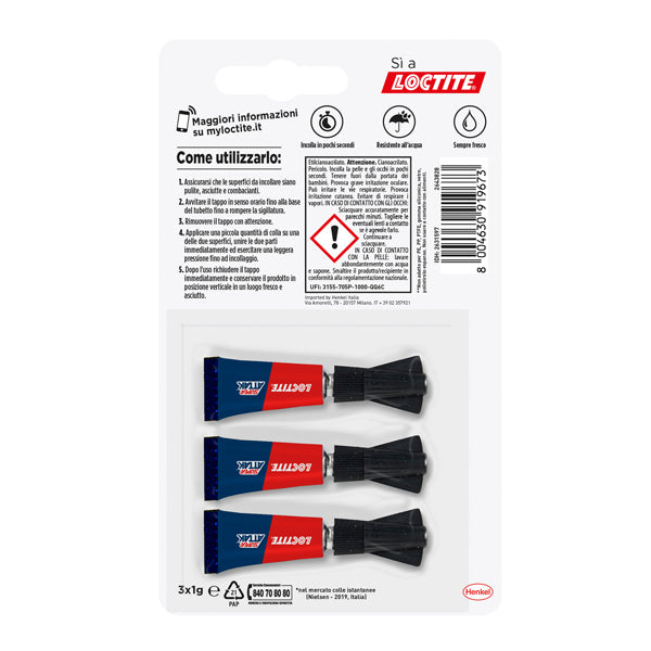 Colla Super Attak - 1 gr - trasparente - Loctite - conf. 3 pezzi