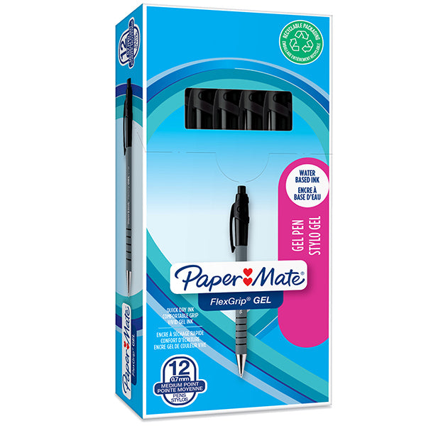 Penna a sfera a scatto Flexgrip Gel - punta 0,7 mm - nero - Papermate
