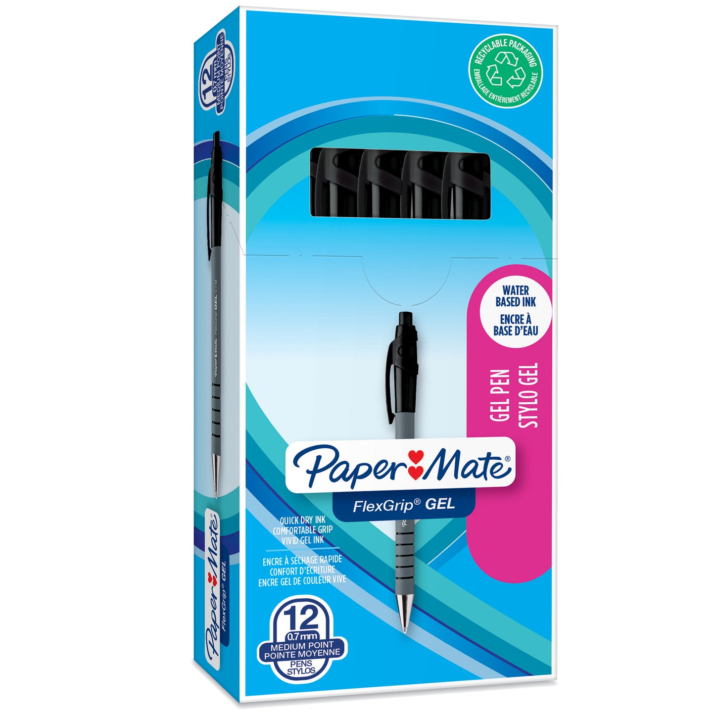 Penna a sfera a scatto Flexgrip Gel - punta 0,7 mm - nero - Papermate