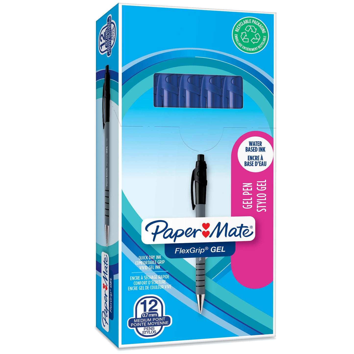 Penna a sfera a scatto Flexgrip Gel - punta 0,7 mm - blu - Papermate