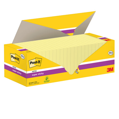 Blocco foglietti Post-it Super Sticky - 654-SSCY-VP24 - 76  x 76 mm - giallo Canary - 90 fogli - Post-it - conf. 24 blocchi