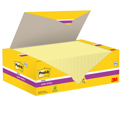 Blocco foglietti Post-it Super Sticky - 655-SSCY-VP24 - 76  x 127 mm - giallo Canary - 90 fogli - Post-it - conf. 24 blocchi