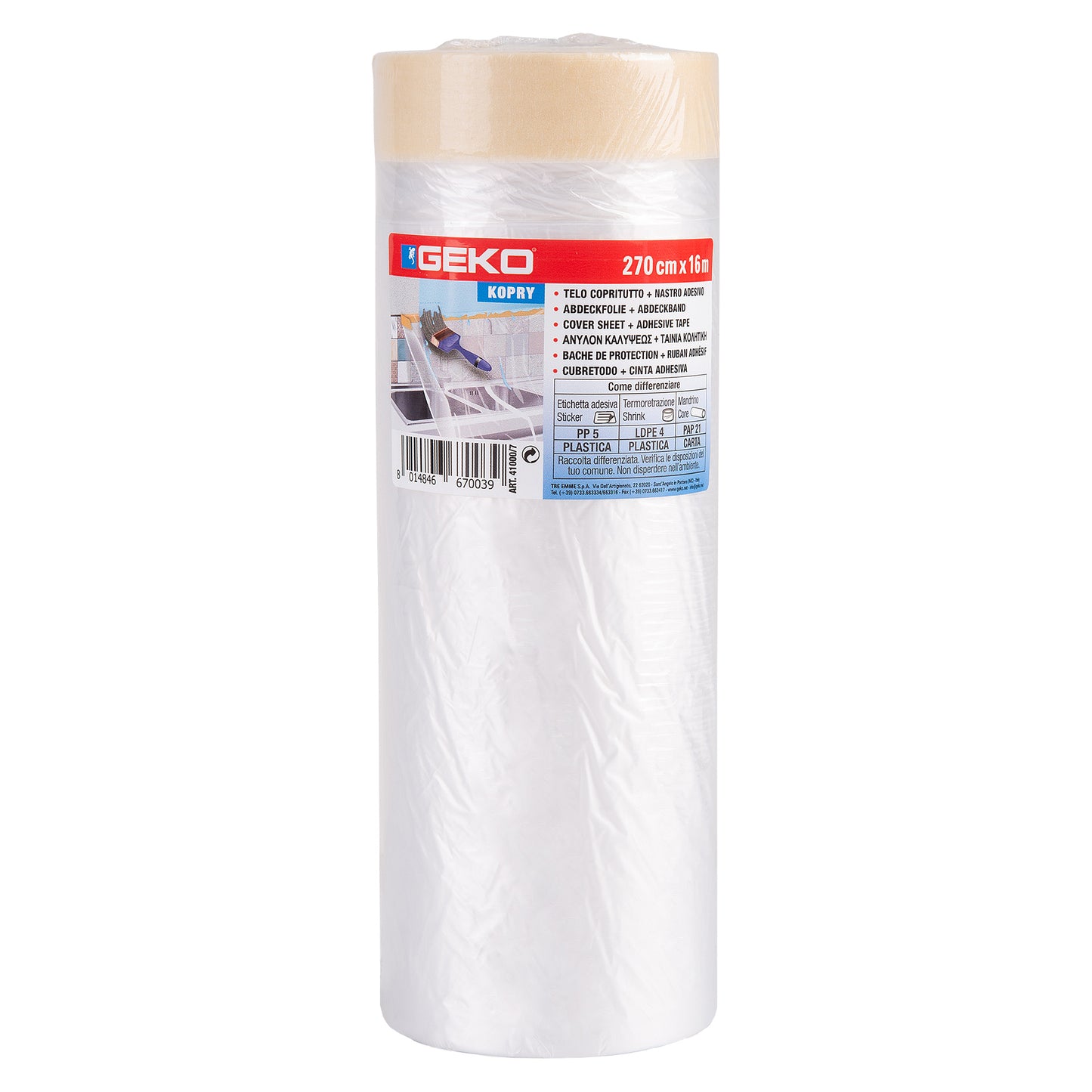 Bobina nastro adesivo in carta e telo HD - 270 cm x 16 m - Geko