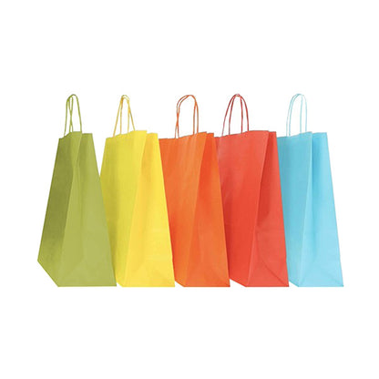 Shopper Twisted - maniglie cordino - 18 x 8 x 24 cm - carta biokraft - colori assortiti primavera/estate - Mainetti Bags - conf. 25 pezzi