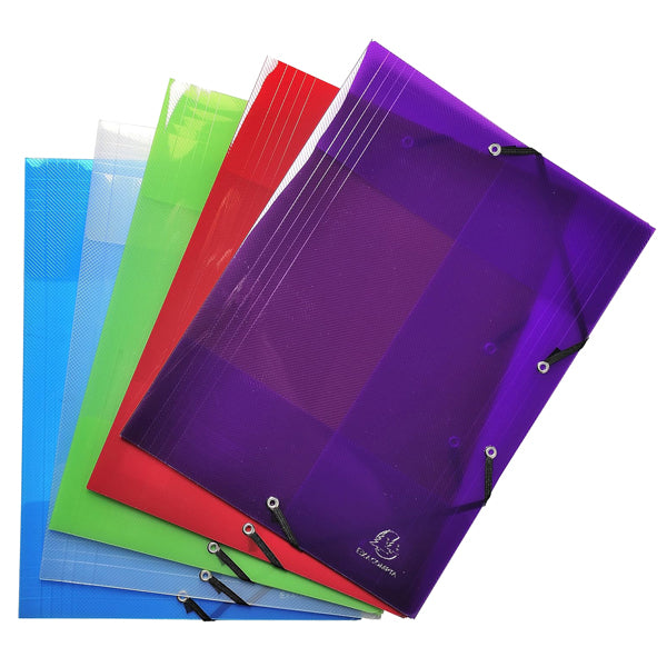 Cartella 3 lembi con elastico angolare Crystal Colours - A4 - PP - colori assortiti - Exacompta