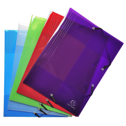 Cartella 3 lembi con elastico angolare Crystal Colours - A4 - PP - colori assortiti - Exacompta