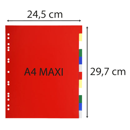 Separatore neutro a 12 tacche - PP - colori assortiti - A4 Maxi - Exacompta