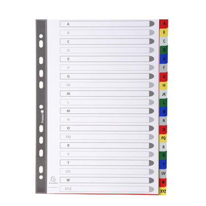 Separatore alfabetico A/Z - colori assortiti 160 gr - tasti colorati - A4 - Exacompta