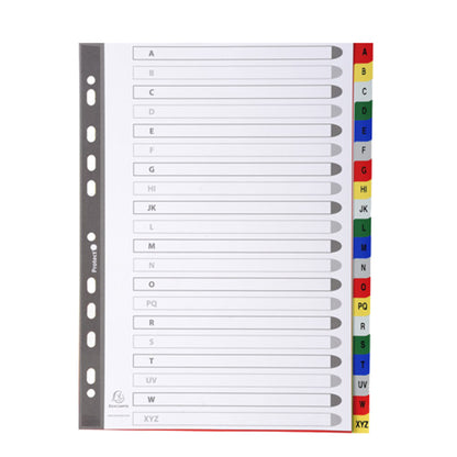 Separatore alfabetico A/Z - colori assortiti 160 gr - tasti colorati - A4 - Exacompta