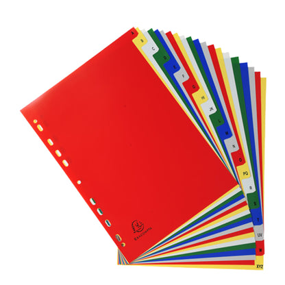 Separatore alfabetico A/Z - colori assortiti 160 gr - tasti colorati - A4 - Exacompta