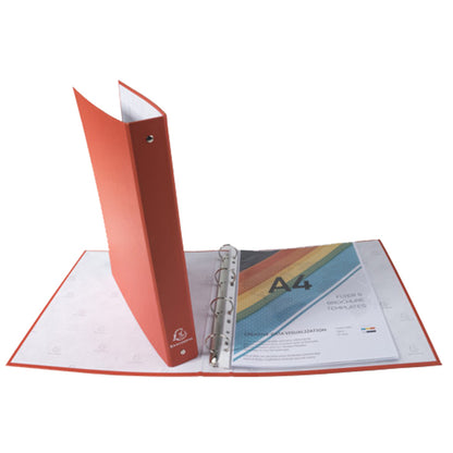 Raccoglitore foderato in PP - A4 - 4 anelli tondi 30 mm - dorso 4cm - rosso - Exacompta