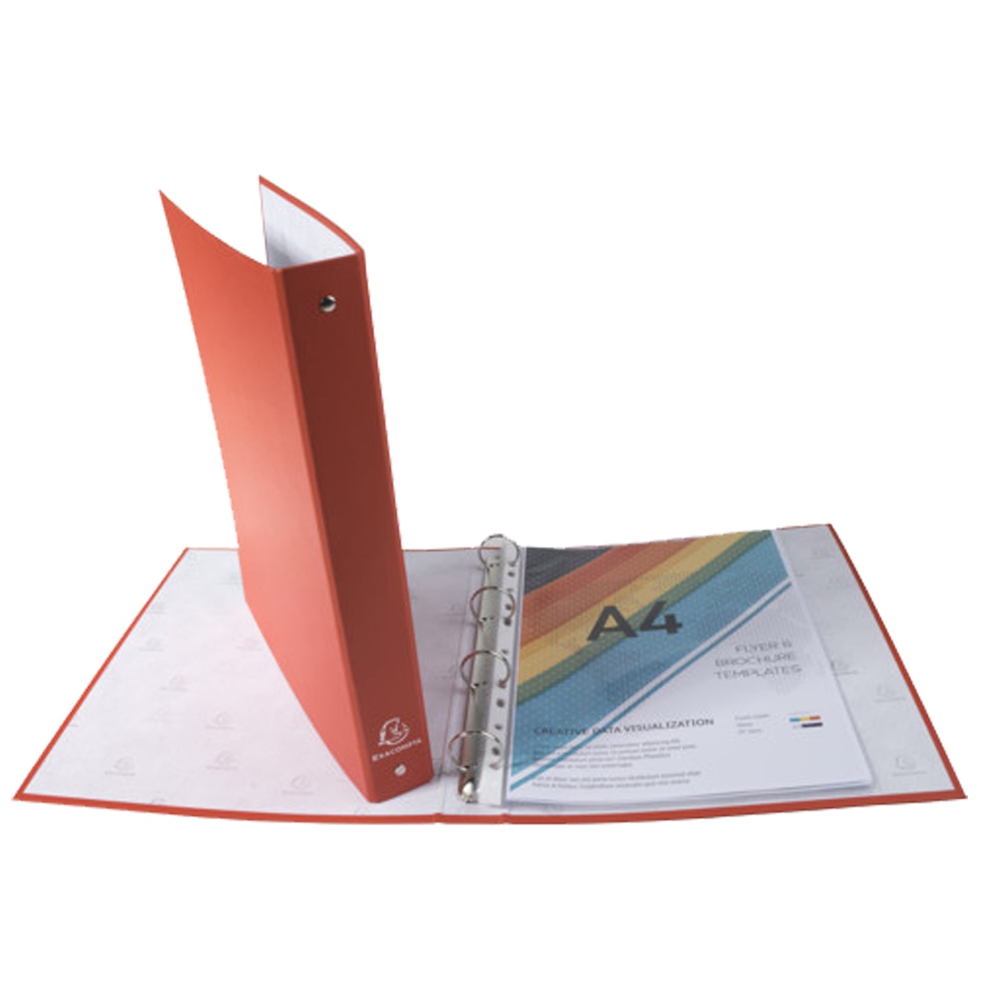 Raccoglitore foderato in PP - A4 - 4 anelli tondi 30 mm - dorso 4cm - rosso - Exacompta