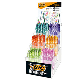 Penna a sfera a scatto Intensity Gel Quick Dry - punta 0,7mm - colori assortiti - Bic - expo 102 pezzi