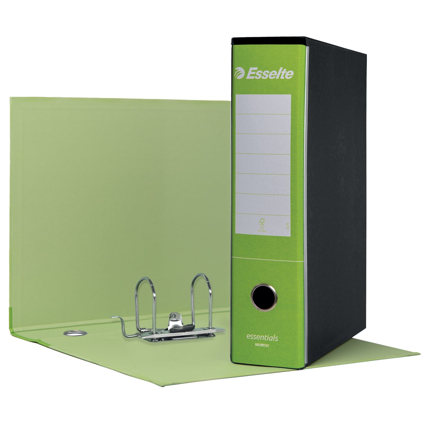 Registratore Essentials G75 - dorso 8 cm - protocollo 23 x 33 cm - verde chiaro - Esselte