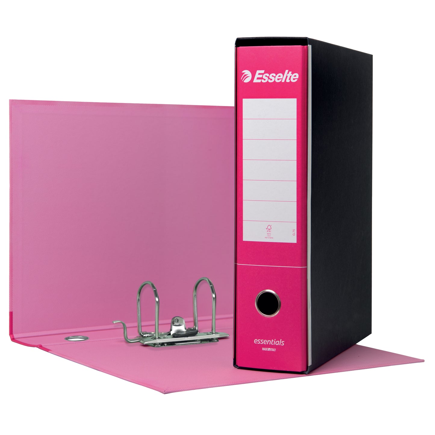 Registratore Essentials G75 - dorso 8 cm - protocollo 23 x 33 cm - fucsia - Esselte