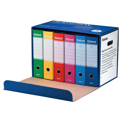 Scatola registratori Oxford G85 - dorso - 8 cm - protocollo 23 x 33 cm - colori assortiti - Esselte - conf. 6 pezzi