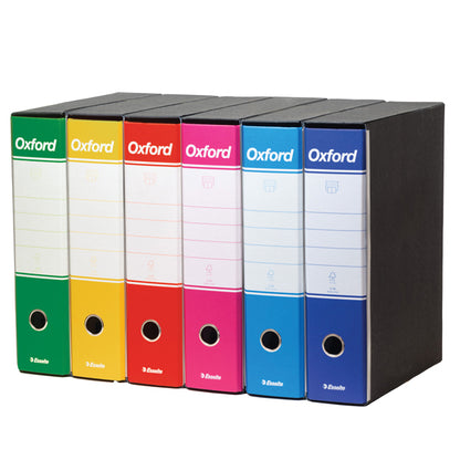 Registratori Oxford G85 - dorso - 8 cm - protocollo 23 x 33 cm - colori assortiti - Esselte - conf. 6 pezzi