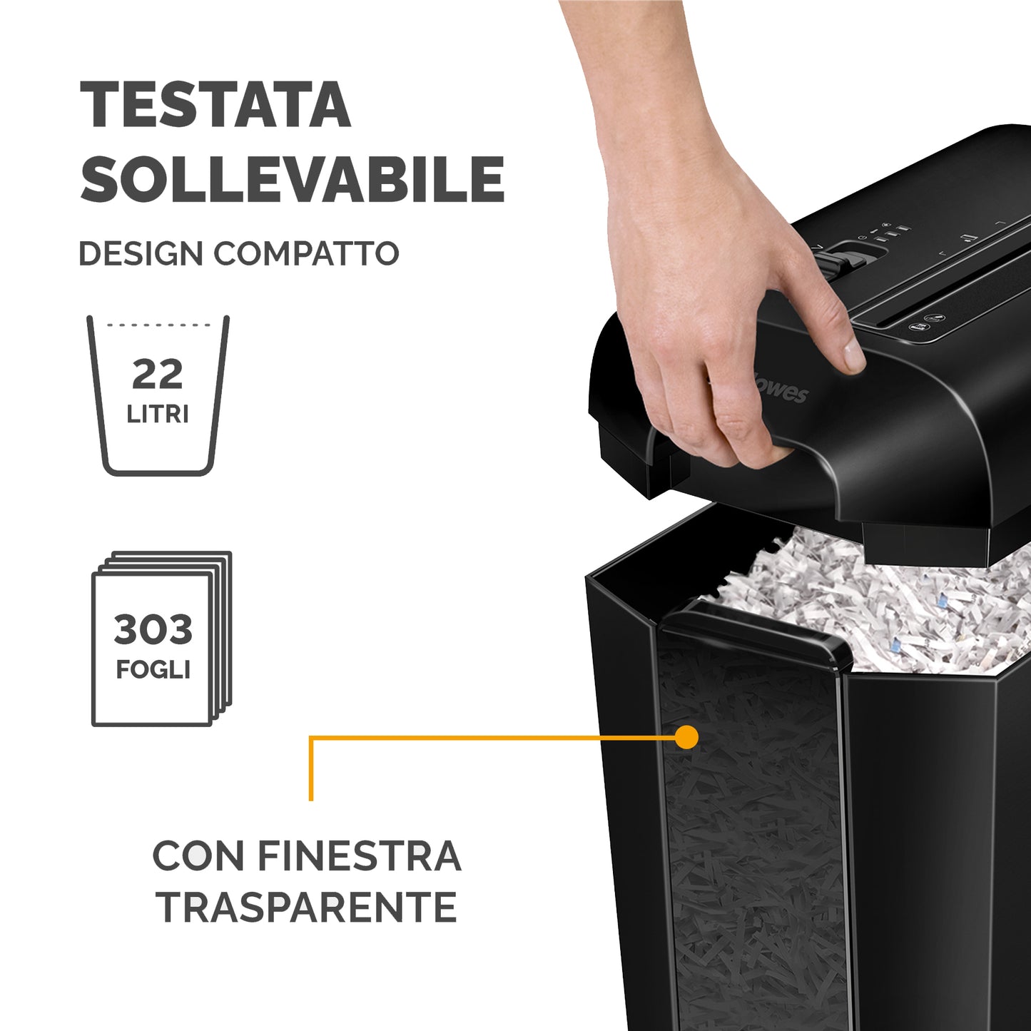 Distruggidocumenti LX65 - a frammenti - nero - Fellowes