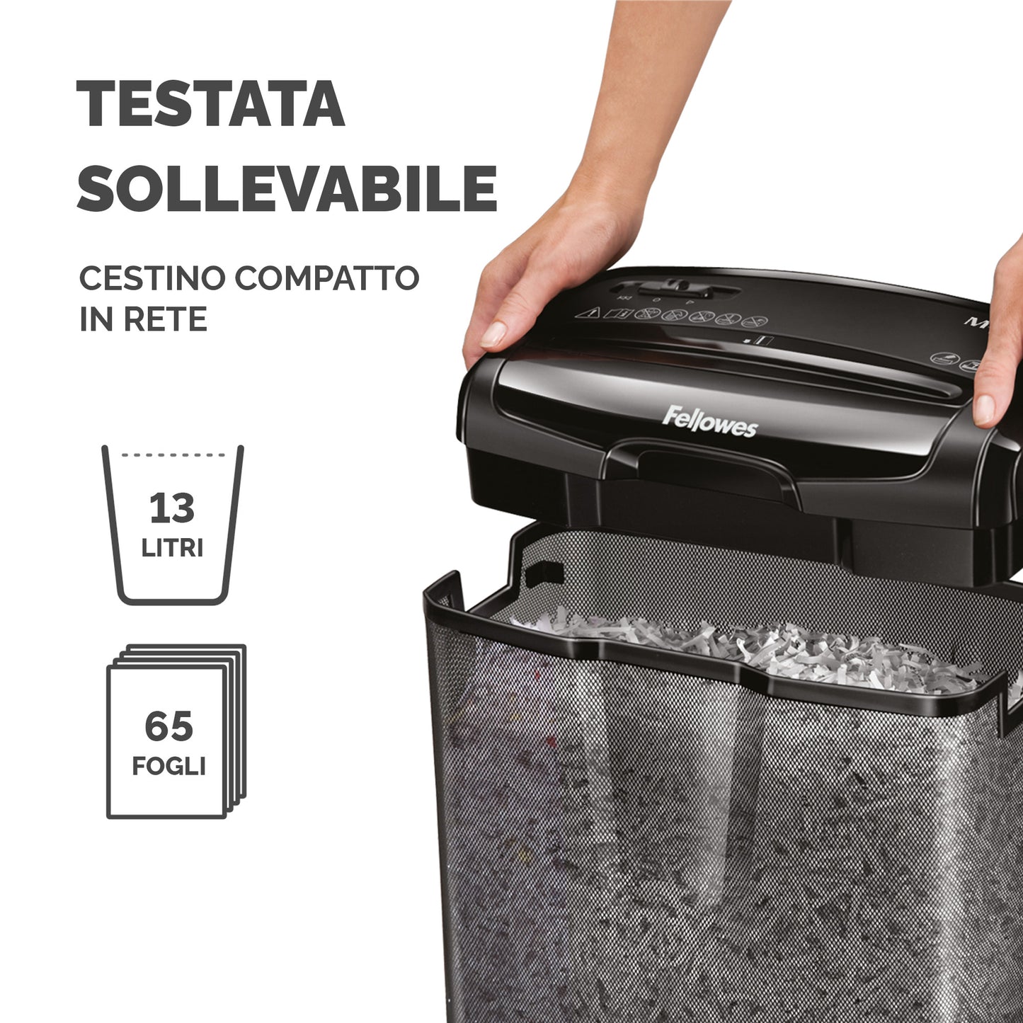 Distruggidocumenti M-7CM - a frammenti - nero - Fellowes