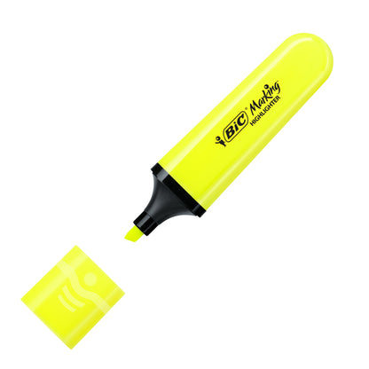 Evidenziatore Flat  - punta a scalpello - tratto da 1,2mm-4,6mm - giallo - Bic - conf. 12 pezzi
