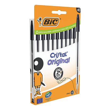 Penna a sfera Cristal - punta media 1,0mm - nero  - Bic - conf. 10 pezzi