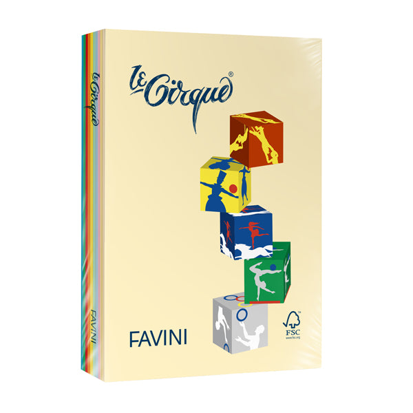 Carta Le Cirque - A4 - 160 gr - mix 5 colori tenui + mix 5 colori forti - Favini - conf. 250 fogli