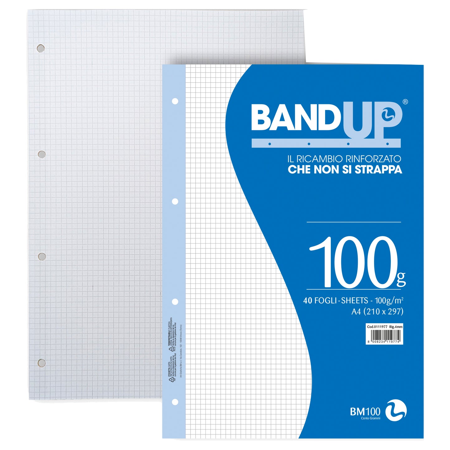 Ricambi BandUP forati rinforzati - A4 - 4mm - 100gr - BM - conf. 40 pezzi