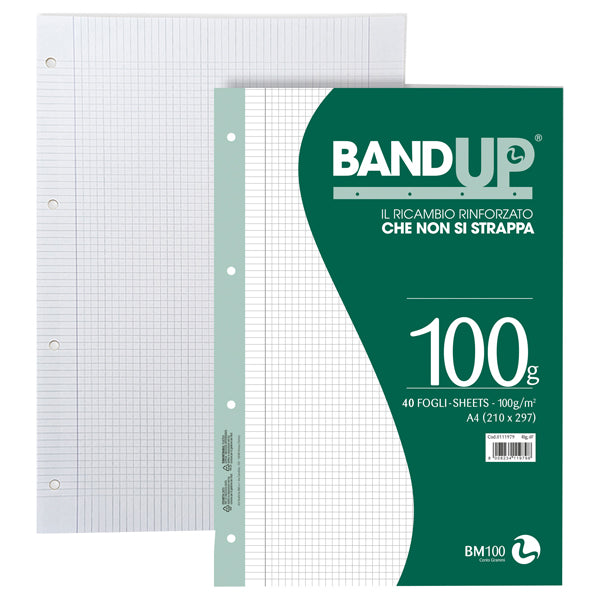 Ricambi BandUP forati rinforzati - A4 - 4mm c/margine - 100gr - BM - conf. 40 pezzi