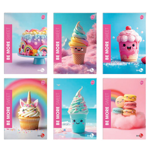 Maxiquaderno Be More Sweet - A4 - 1 rigo c/margine - alta fogliazione - 48+2 fogli - 100 gr - BM