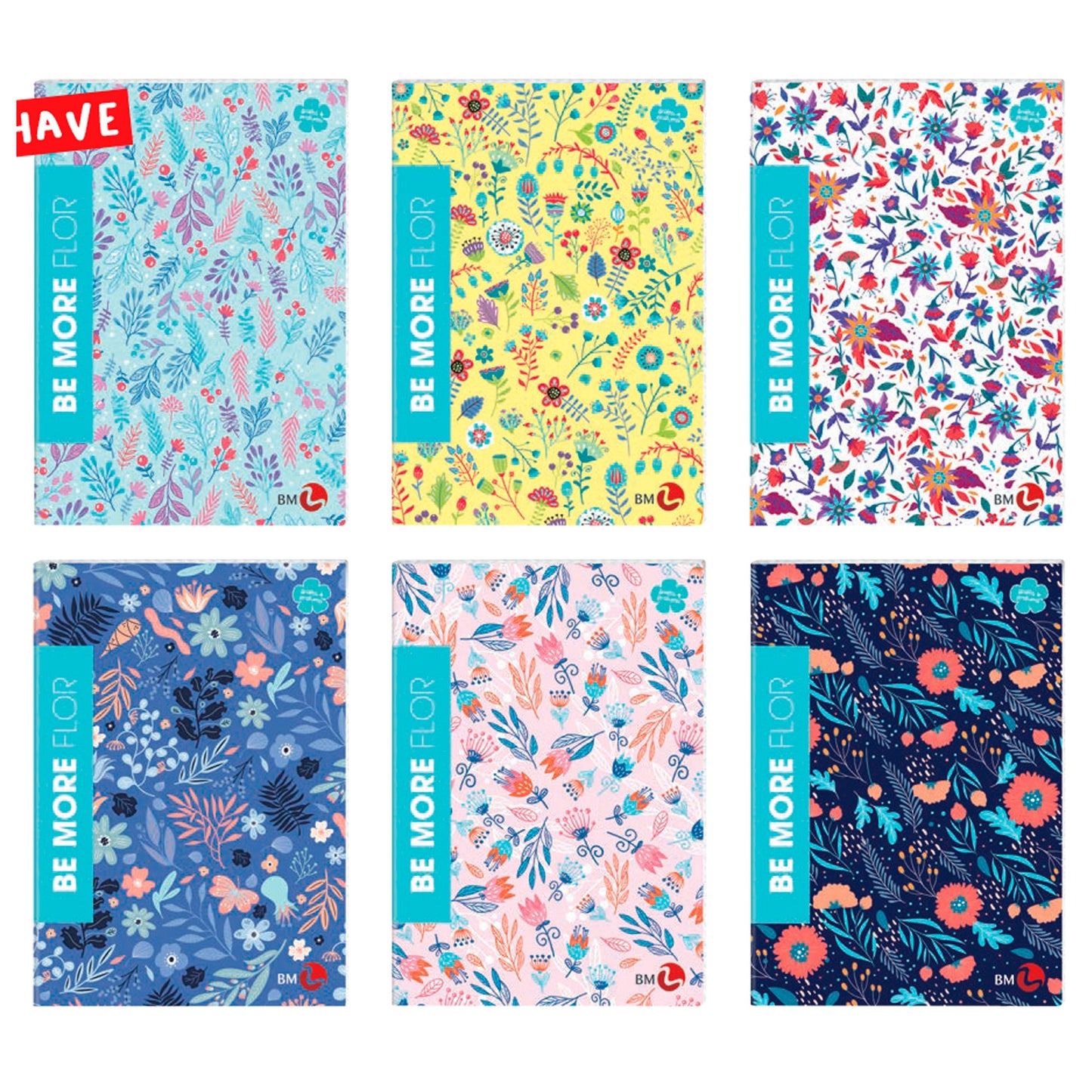 Maxiquaderno Be More Flor - A4 - 1 rigo c/margine - alta fogliazione - 48+2 fogli - 100 gr - BM