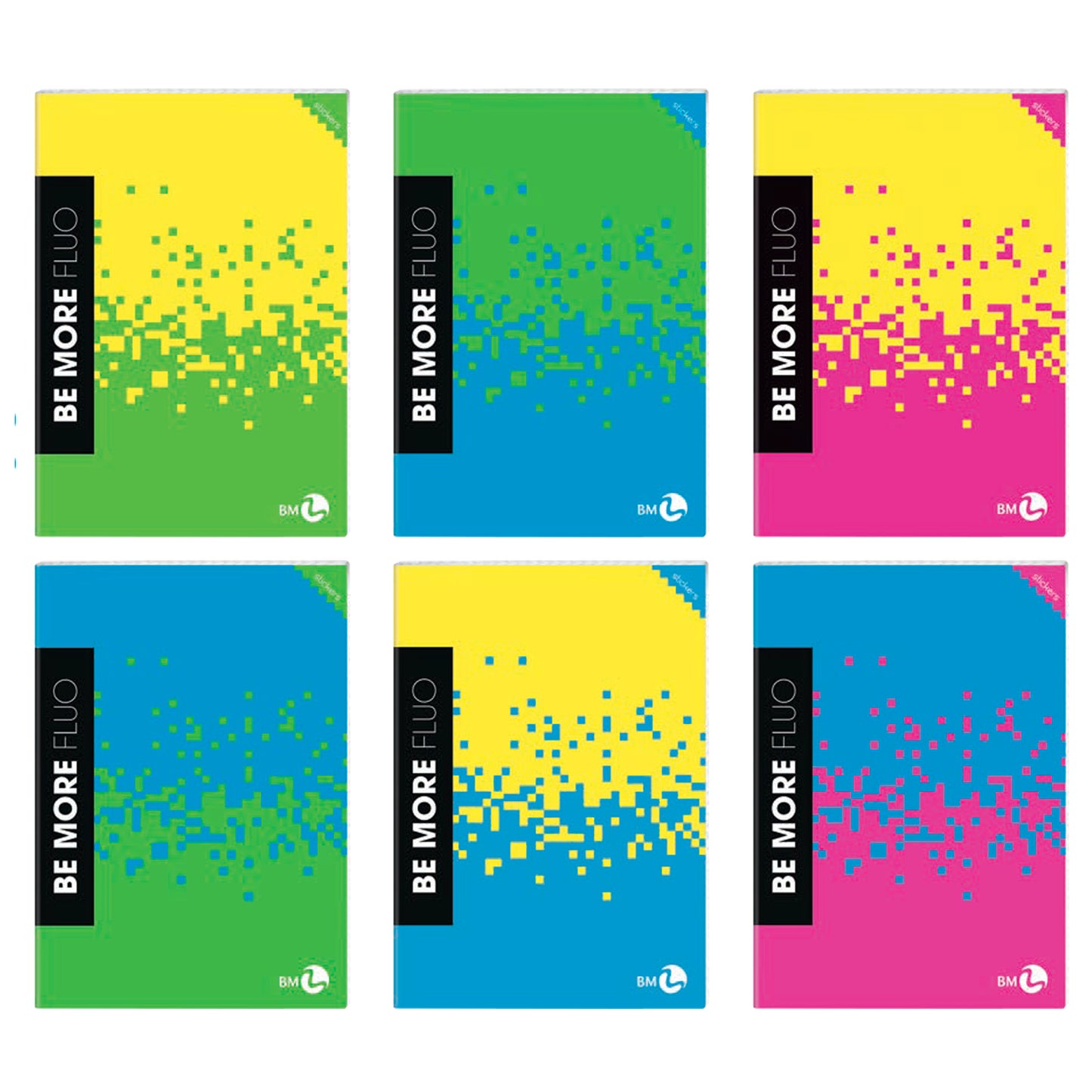Maxiquaderno Be More Fluo - A4 - 1 rigo c/margine - alta fogliazione - 48+2 fogli - 100 gr - BM