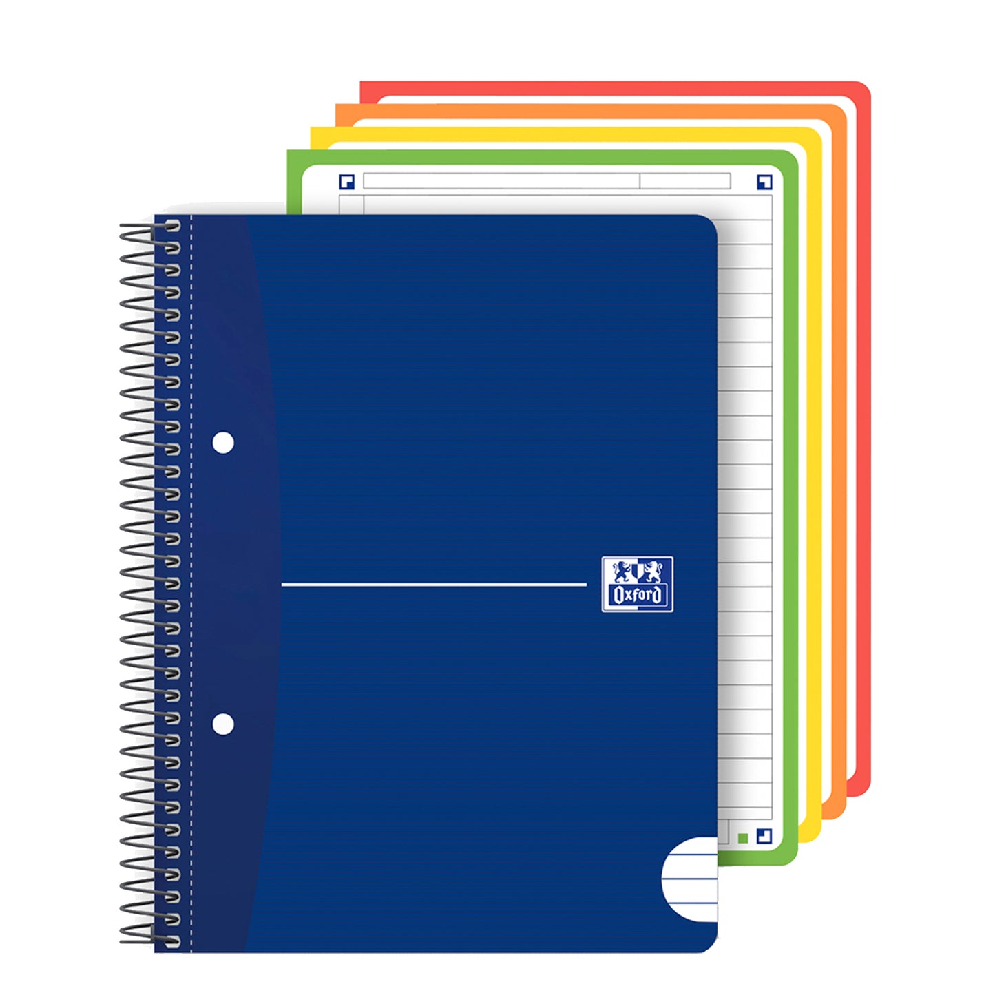 Maxiquaderno spiralato Office Essentials - A5+ - 1 rigo c/margine - 240 pagine - 80 gr - colori assortiti - Oxford