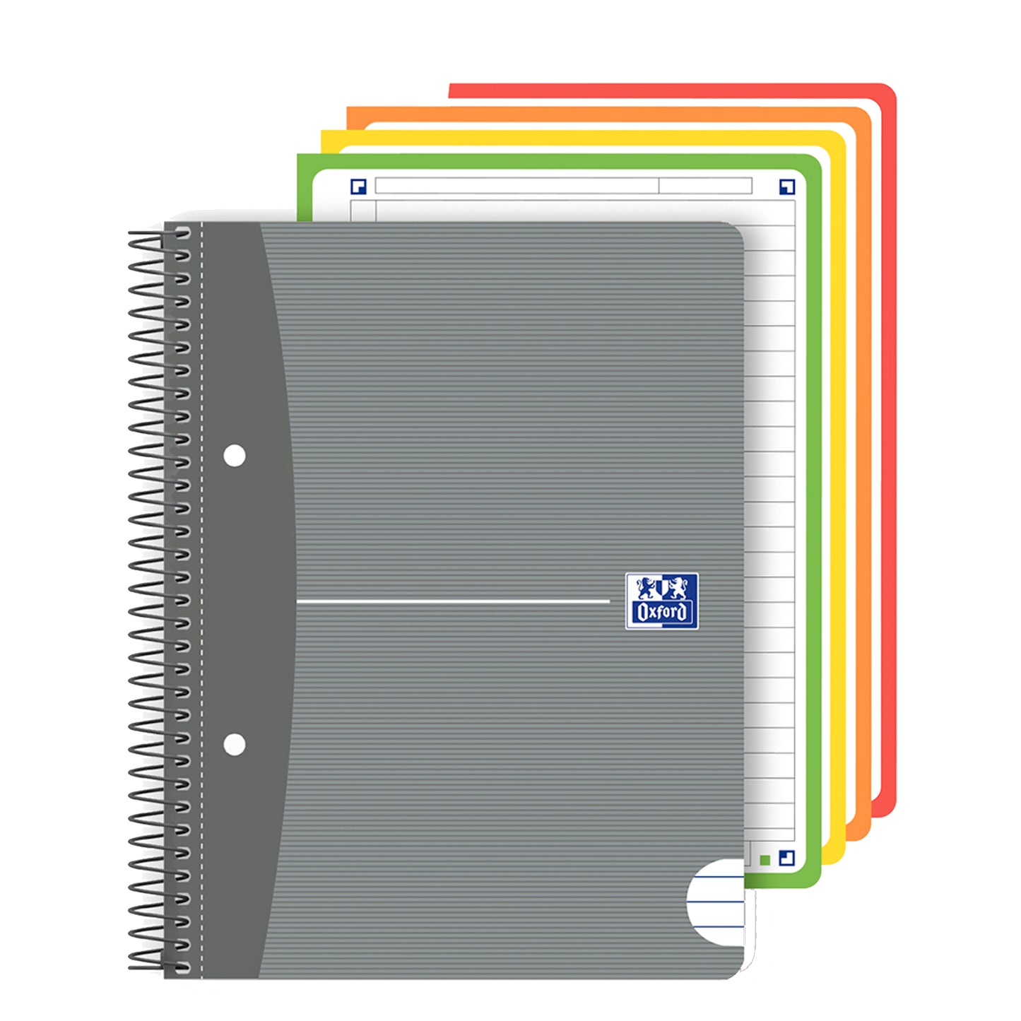 Maxiquaderno spiralato Office Essentials - A5+ - 1 rigo c/margine - 240 pagine - 80 gr - colori assortiti - Oxford