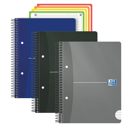 Maxiquaderno spiralato Office Essentials - A4+ - 1 rigo c/margine - 160 pagine - 80 gr - colori assortiti - Oxford