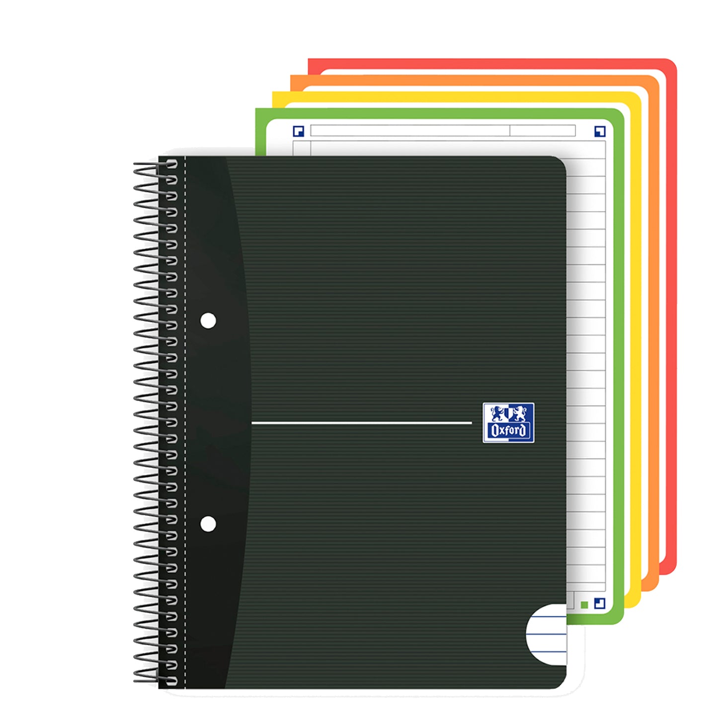 Maxiquaderno spiralato Office Essentials - A4+ - 1 rigo c/margine - 160 pagine - 80 gr - colori assortiti - Oxford