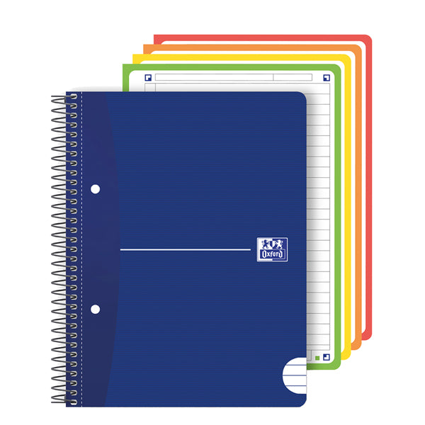 Maxiquaderno spiralato Office Essentials - A4+ - 1 rigo c/margine - 160 pagine - 80 gr - colori assortiti - Oxford