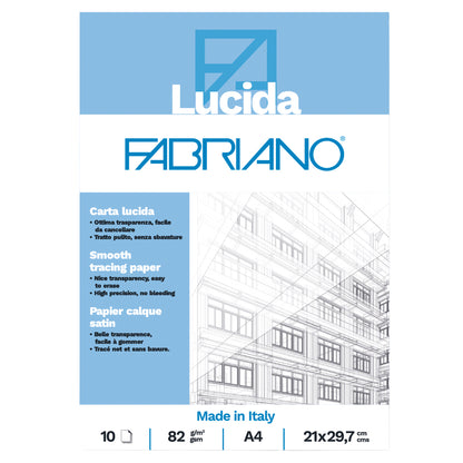 Blocco carta lucida - 21 x 29,7 cm - A4 - 10 fogli - 82gr - Fabriano