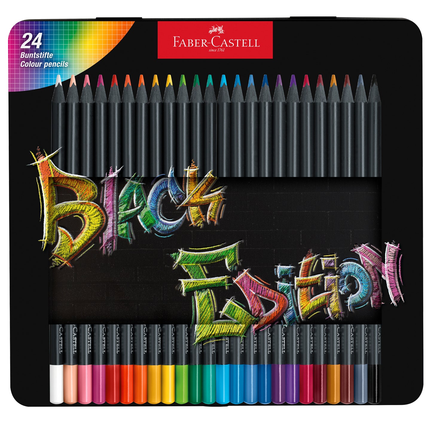 Matite colorate triangolare Black Edition - colori assortiti - Faber-Castell - conf.24 pezzi