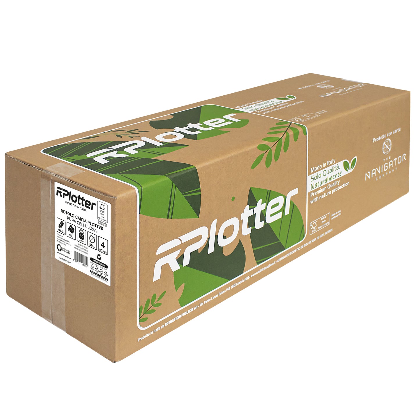 Carta plotter - 914mm x 50mt - 80 gr - inkjet/laser - bianco - in carta Navigator Company - RPlotter