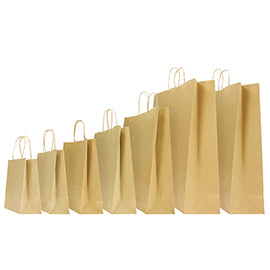 Shopper Twisted - maniglie cordino - 14 x 9 x 21 cm - carta biokraft - avana - Mainetti Bags - conf. 25 pezzi