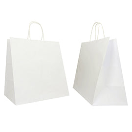 Shopper Twisted Large - maniglie cordino - 28 x 17 x 29 cm - carta kraft - bianco - Mainetti Bags - conf. 25 pezzi