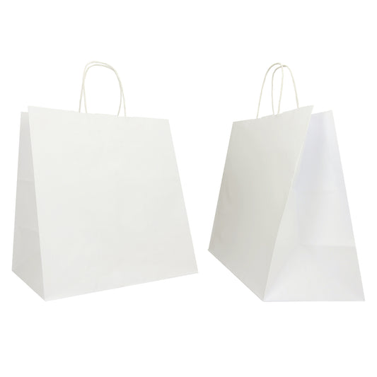 Shopper Twisted Large - maniglie cordino - 28 x 17 x 29 cm - carta kraft - bianco - Mainetti Bags - conf. 25 pezzi