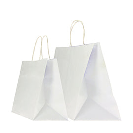 Shopper Twisted XLarge - maniglie cordino ritorto - 32 x 23 x 35 cm - carta kraft - bianco - Mainetti Bags - conf. 25 pezzi