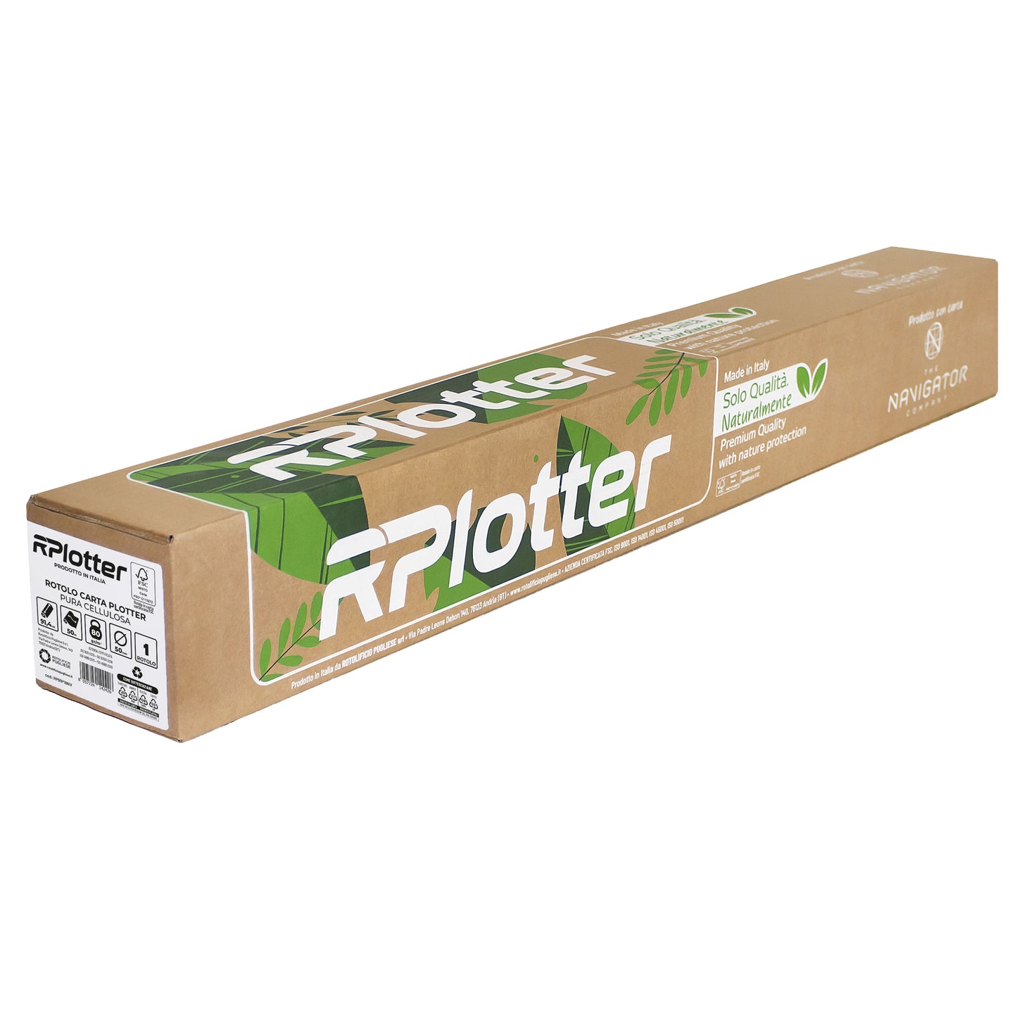 Carta plotter - 914mm x 50mt - 80 gr - inkjet/laser - bianco - in carta Navigator Company - RPlotter