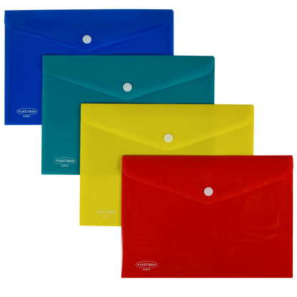 Busta con bottone - PP - 23,9 x 16,9 cm - colori assortiti - Plastibor