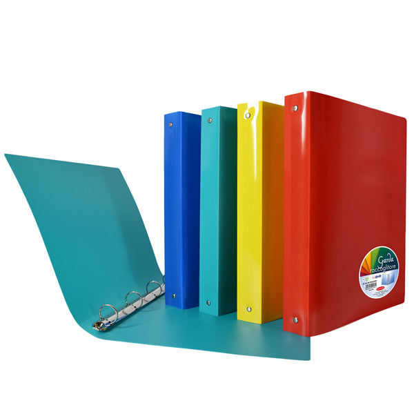 Raccoglitore Garda - 22 x 30 cm - 4 anelli tondi 25 mm - PP - colori assortiti - Plastibor